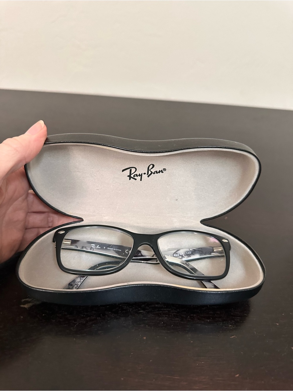 Mens Ray-Ban Black Full-Rim Rectangular Glasses with Hard Case